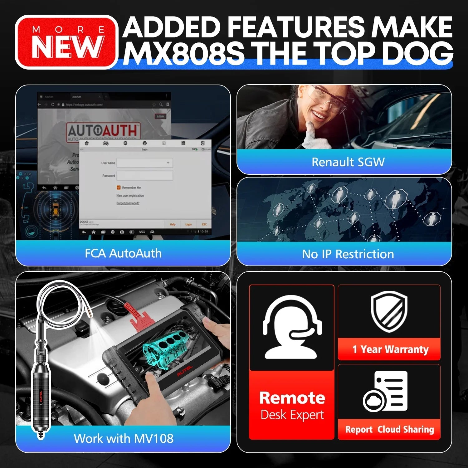 Autel MaxiCheck MX808S with 2 Year Update, 3000+ Bidirectional Diagnostic Tool Android 11 OE All System Scan, FCA Autoauth same as MK808S MK808Z RK3566 4- 4GB & 64GB
