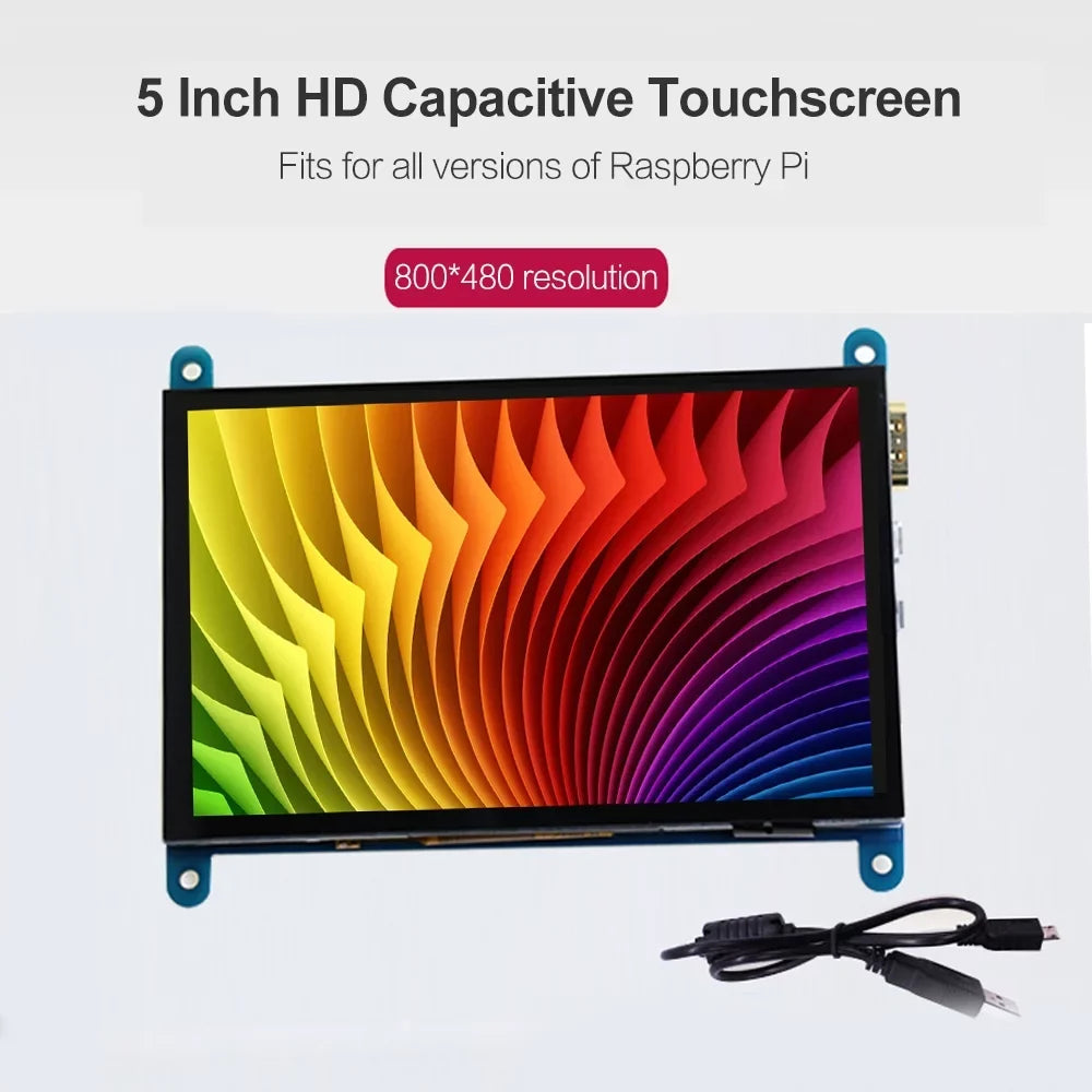 CACAGOO 5 Inch HD Capacitive Touchscreen Display 800*480 Resolution Small Portable Monitor with USB HD Interface Fitting with Raspberry Pi Educational Tool