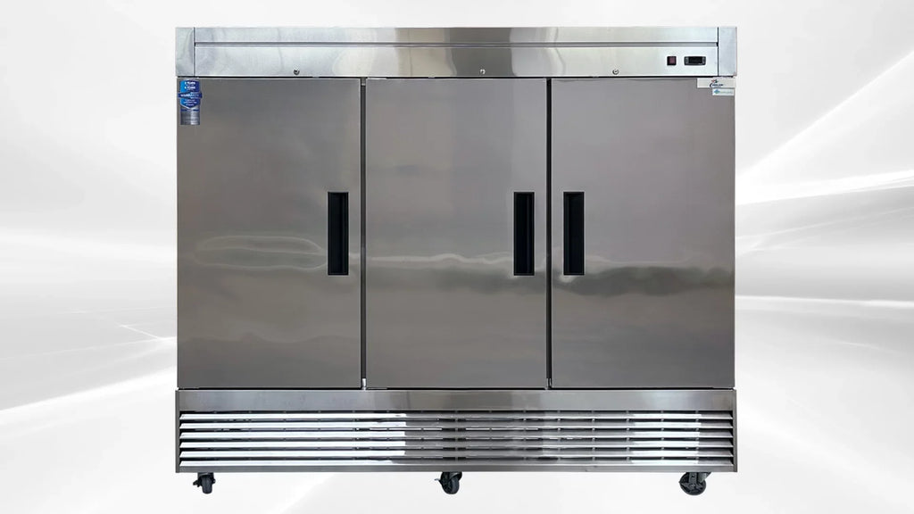 NSF Reach In Three Door Refrigerator SS interior D83R