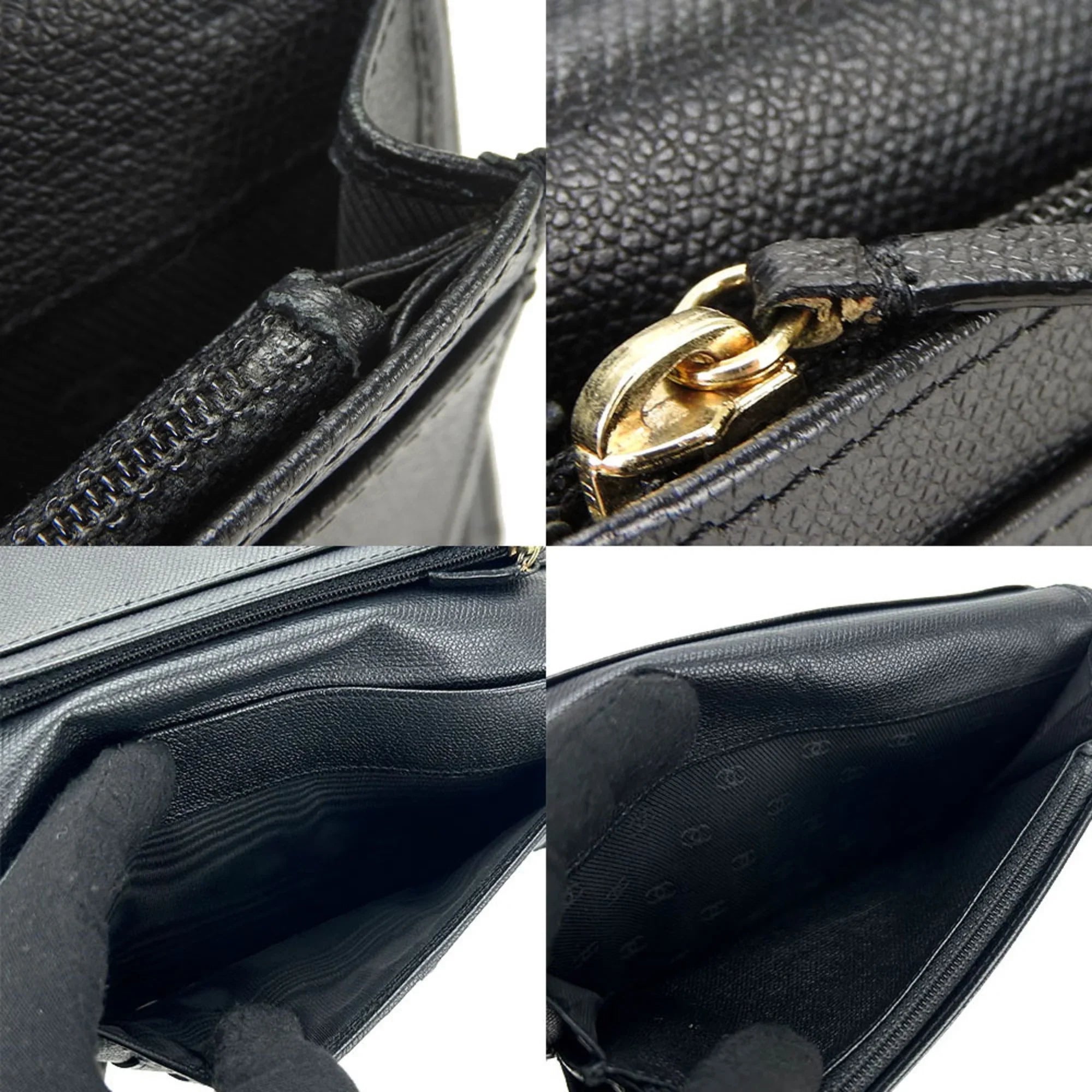Pre-Owned CHANEL bifold long wallet A20904 1 Coco button black leather accessories ladies coco (Good)