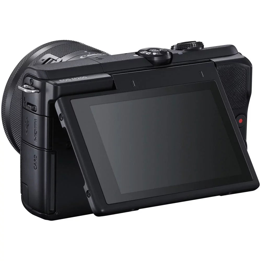 Canon EOS M200 Mirrorless Camera with 15-45mm and 55-200mm Lenses (Black) (3699C009) + 64GB Card + Card Reader + l Photo Software + Case + Flex Tripod + Memory Wallet + Cleaning Kit