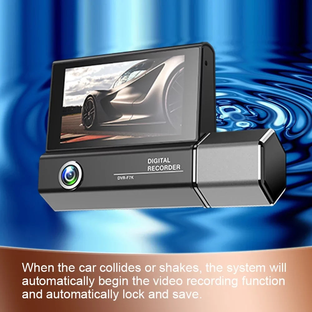 Gecheer 3 Cameras Dash Cam 4in Clear Car Rearview Mirror Car Video Recording Car Recorder Auto Safety Driving Recorder