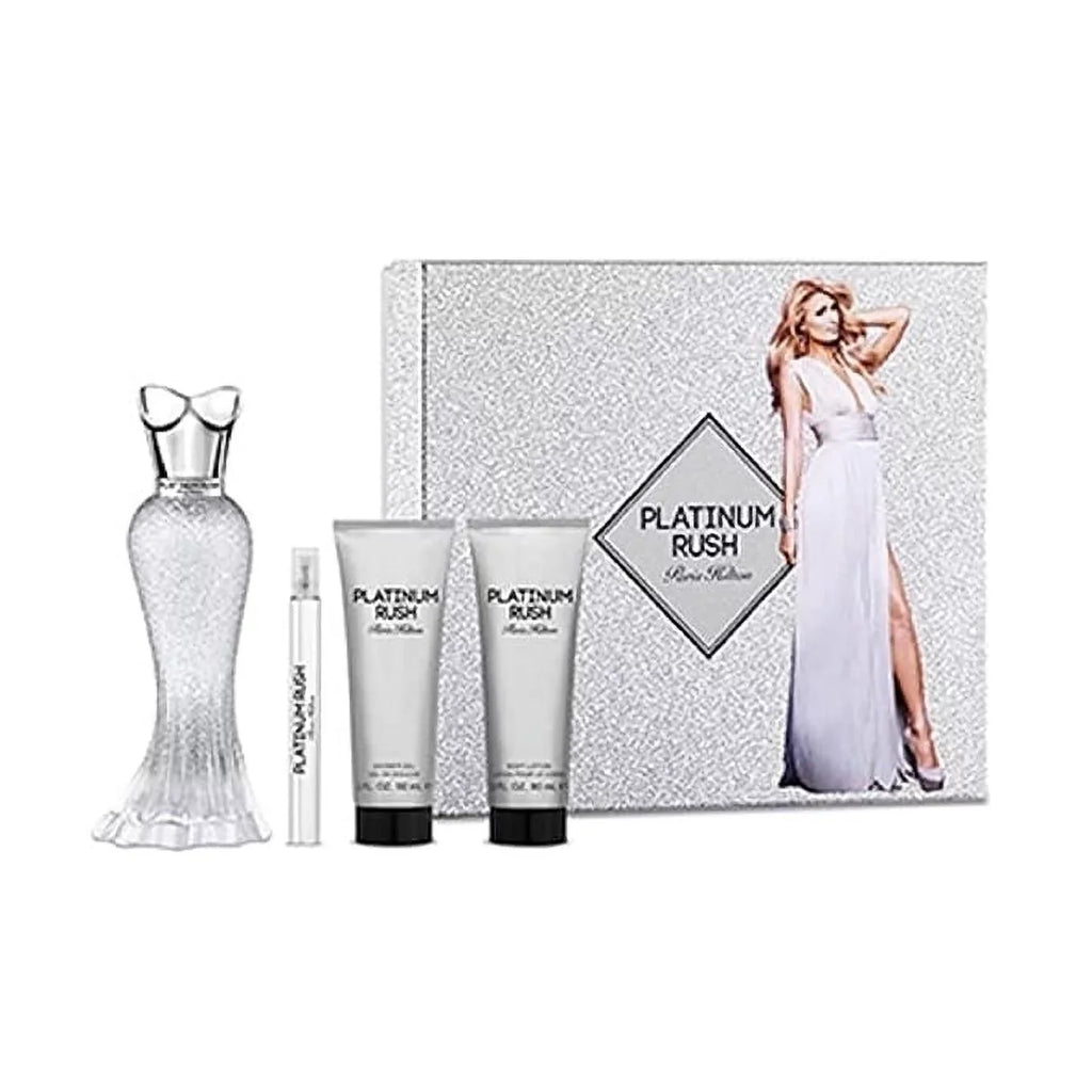 Paris Hilton Platinum Rush Women's Eau De Parfum 3.4 oz 4 Piece Set