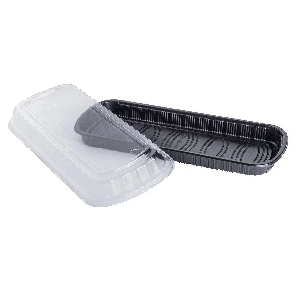 Karat Full Slab Black PP Plastic Rib Container with Clear OPS lid - 100 ct