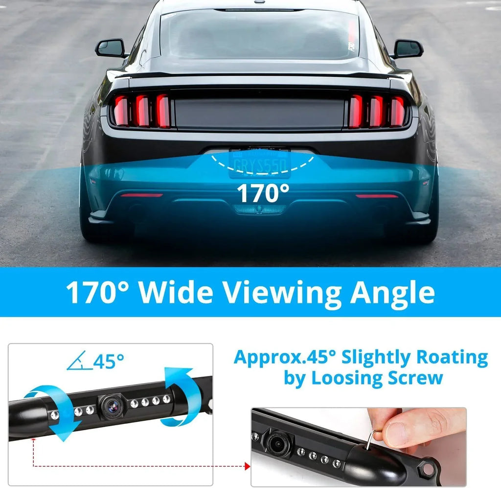 Backup Camera Waterproof Night Vision HD Wide Angle License Plate Car Rear View