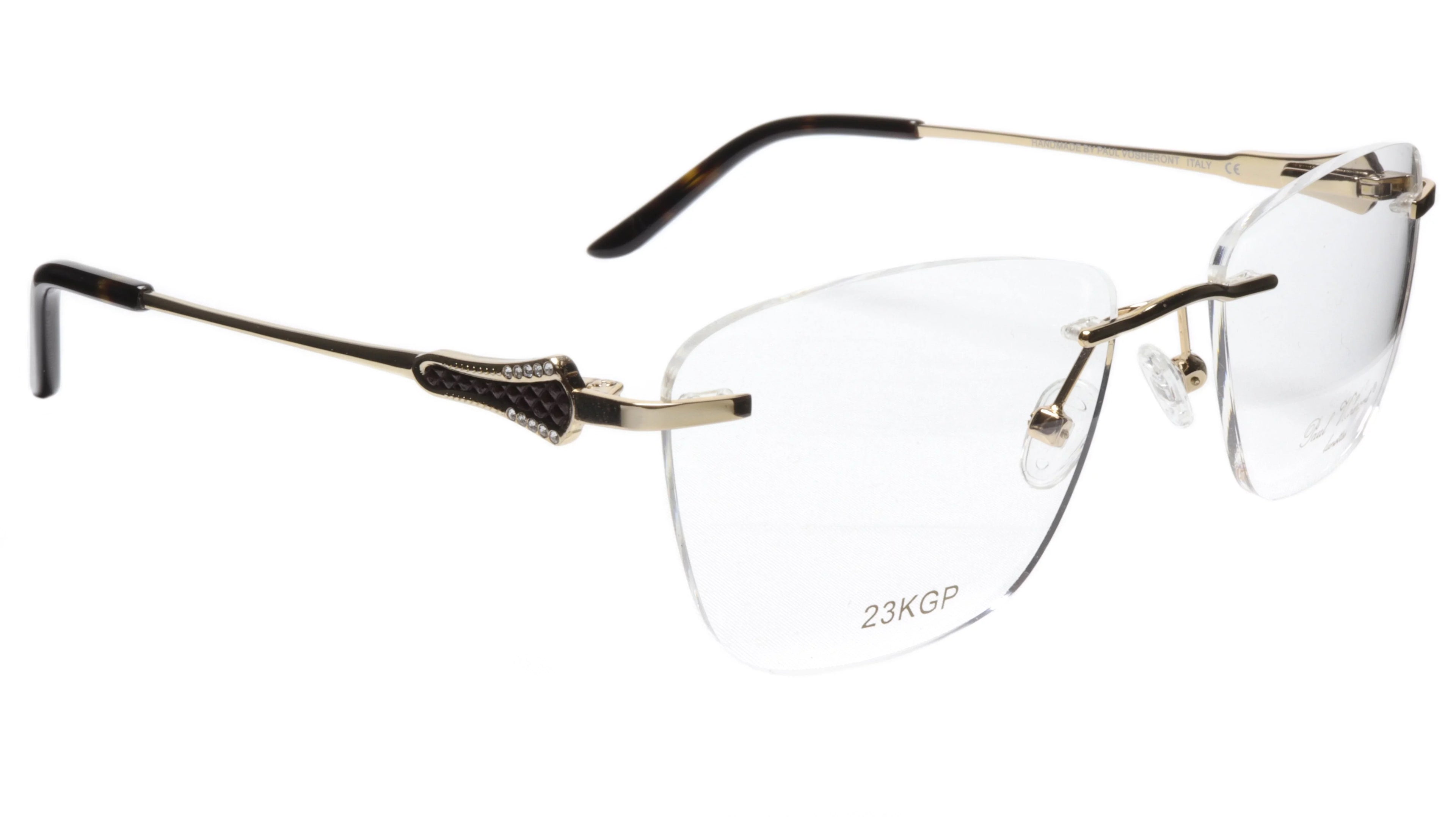 Paul Vosheront Tapered Square Gold & Black Acetate Optical Frame 52-18-135 37