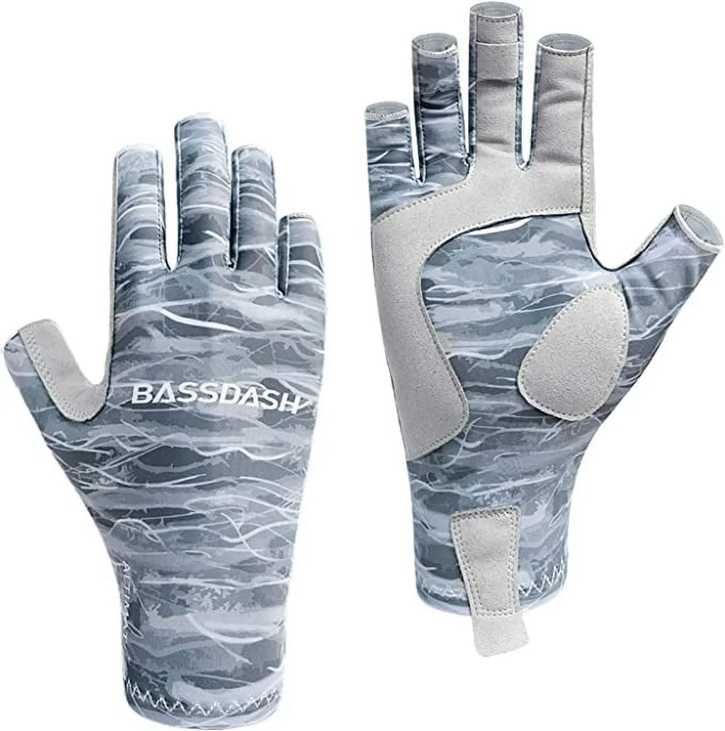 BASSDASH ALTIMATE Sun Protection Fingerless Hunting Fishing Gloves UPF 50+ Men���s Women���s UV Gloves for Kayaking Paddling Hiking Cycling Driving Shooting Training