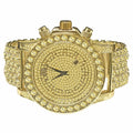 Mens Canary Bling Master Custom Watch Yellow Gold Tone Solitaire Simulated Diamonds Iced Out Band