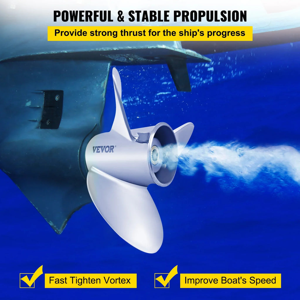 VEVOR Outboard Propeller, 3-Blade 14.5" x 21" Ship Propeller, Replace for OEM 3860709, Suitable with SX Sterndrives Outboard Volvo Penta Engine, Right-handed Steel Propeller Steel & 19 Spline Teeth