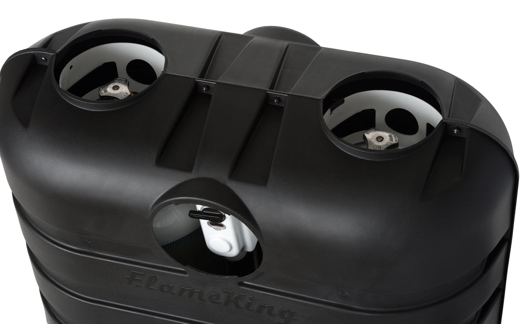 Flame King Heavy Duty Dual 20LB Black Propane Tank Shield for RV, Camper and Travel Trailer