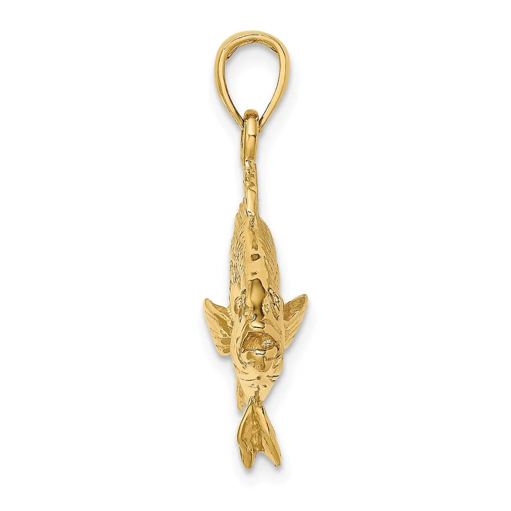 Auriga 14k Yellow Gold 3-D Textured Red Snapper Fish Charm for Women (L - 19 mm, W - 34.6 mm)