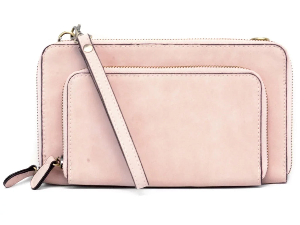 Joy Susan Women's Brushed Mini Convertible Zip Wristlet Bag, Barely Pink, One-Size