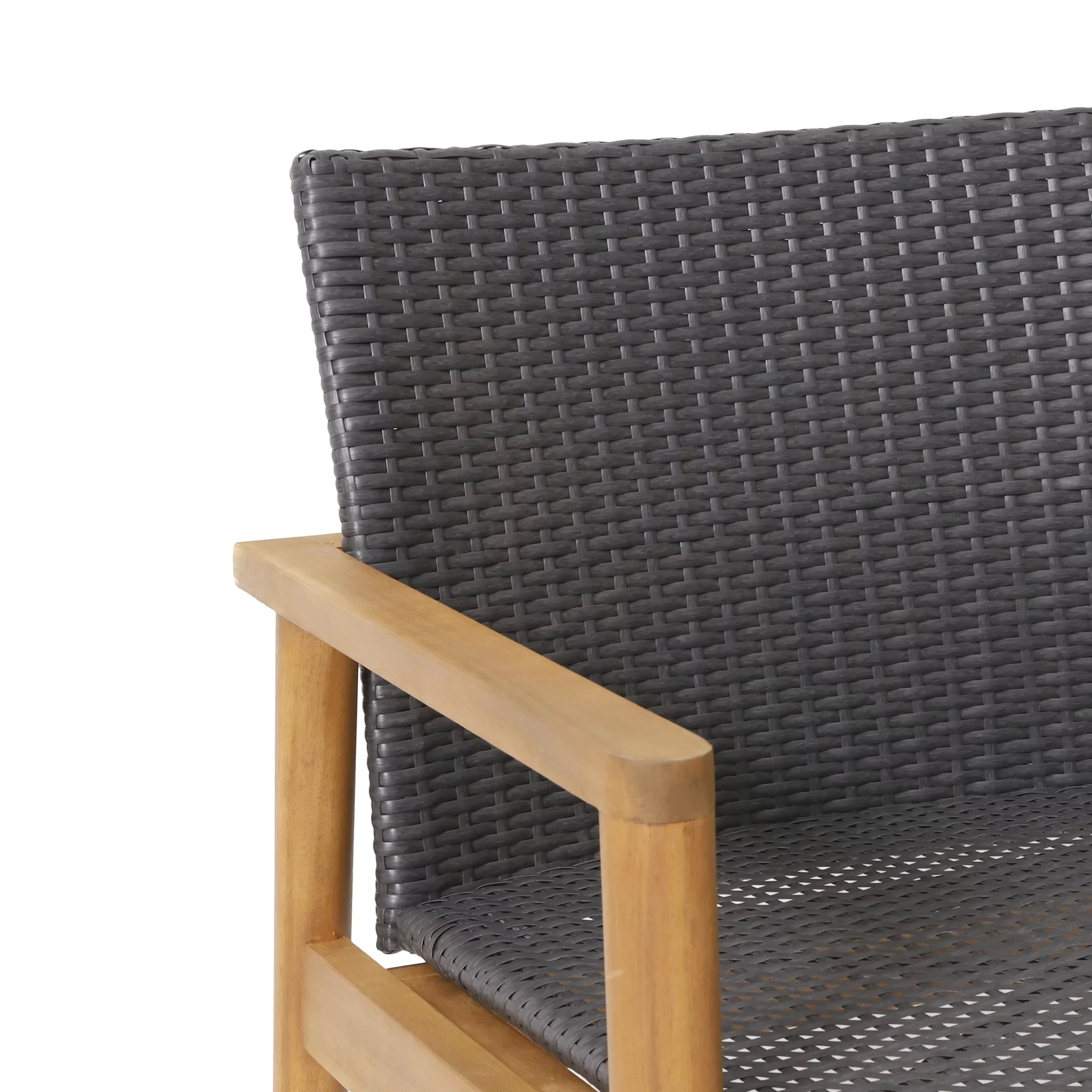Remuda Wicker and Acacia Wood Outdoor 4 Seater Chat , Gray and Teak