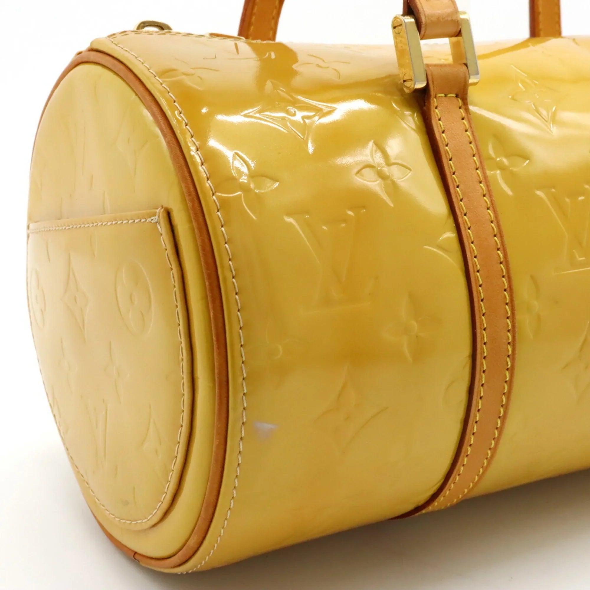 Pre-Owned LOUIS VUITTON Monogram Vernis Bedford Handbag Enamel Leather Beige Yellow M91006 (Fair)