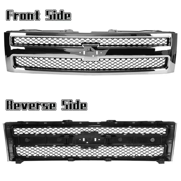 Kojem Front Bumper Mesh Grille Grill for 2007 2008 2009 2010 2011 2012 2013 Chevrolet Silverado 1500 Pickup Truck GM1200572 25810707 Chrome