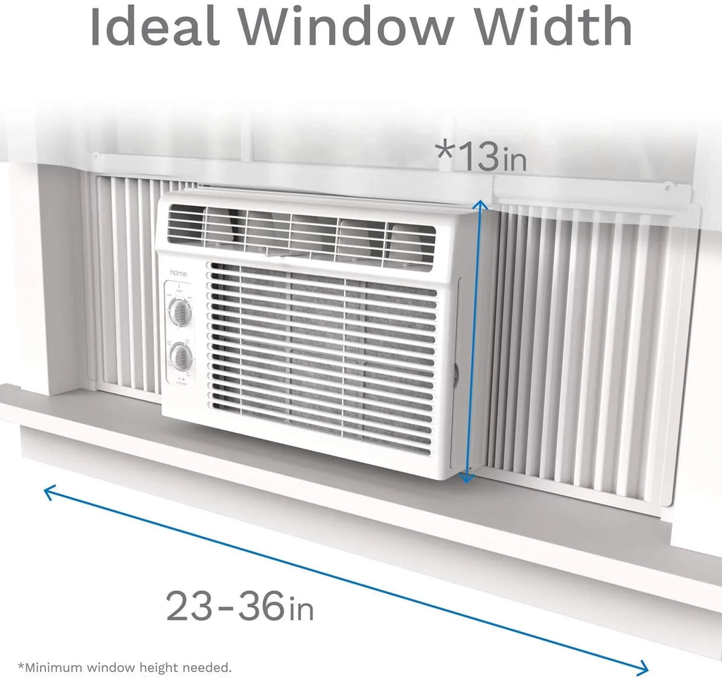 hOmeLabs Window Air Conditioner 5000 BTU - Easy Mechanical Control Compact AC Unit with Washable Reusable Filter, 2 Cooling Speeds, 2 Fan Speeds - Optimal for Bedroom and Rooms up to 150 Sq. Ft.