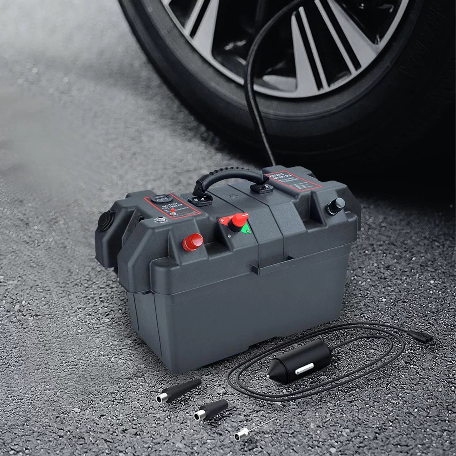 RV Battery Box Trolling Motor Battery Box Waterproof Dual USB Ports Motor Battery Box Batteries Carrier for ATV SUV Car Trailer Travel
