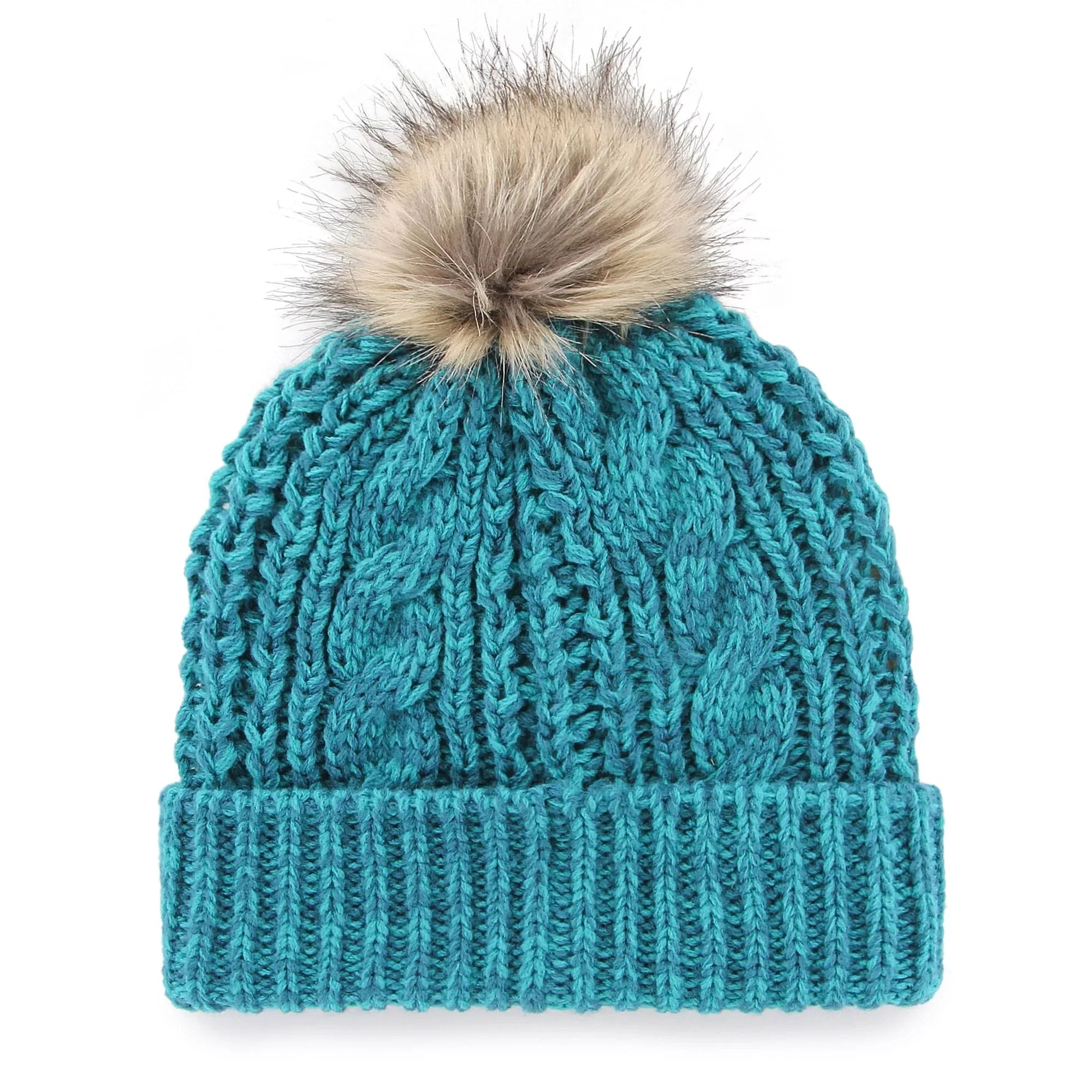 Women's '47 Teal Charlotte Hornets Meeko Cuffed Knit Hat with Pom - OSFA