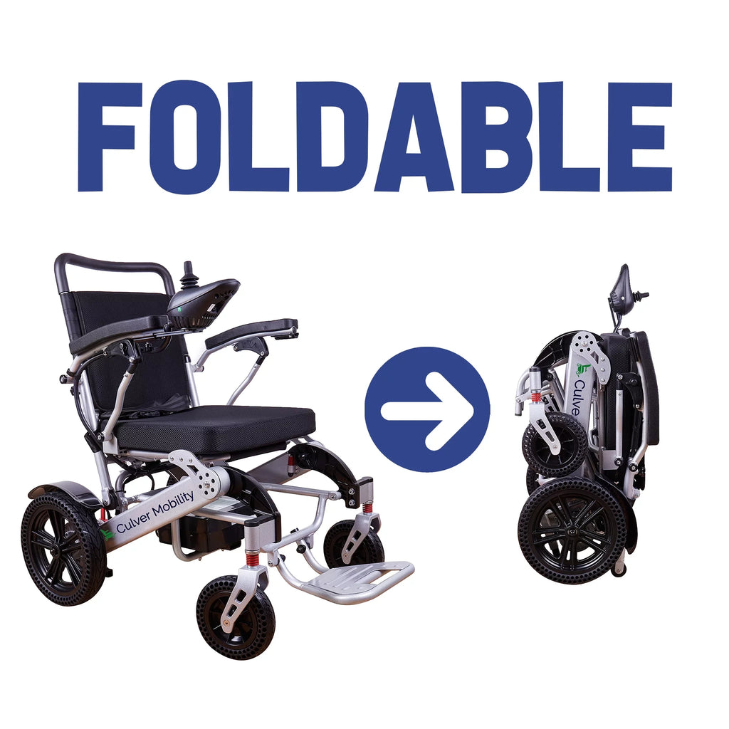 Alton Mobility - Exclusive Lightweight and Foldable Electric Power Wheelchairs 360lbs - 500W - 20 miles - SILVER