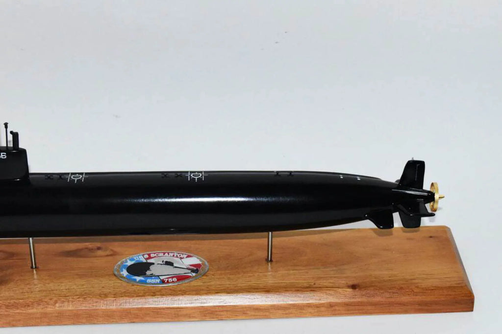 USS Scranton SSN-756 (Black Hull) Submarine Model,Navy,Scale Model,Mahogany,20 inch,LA Class