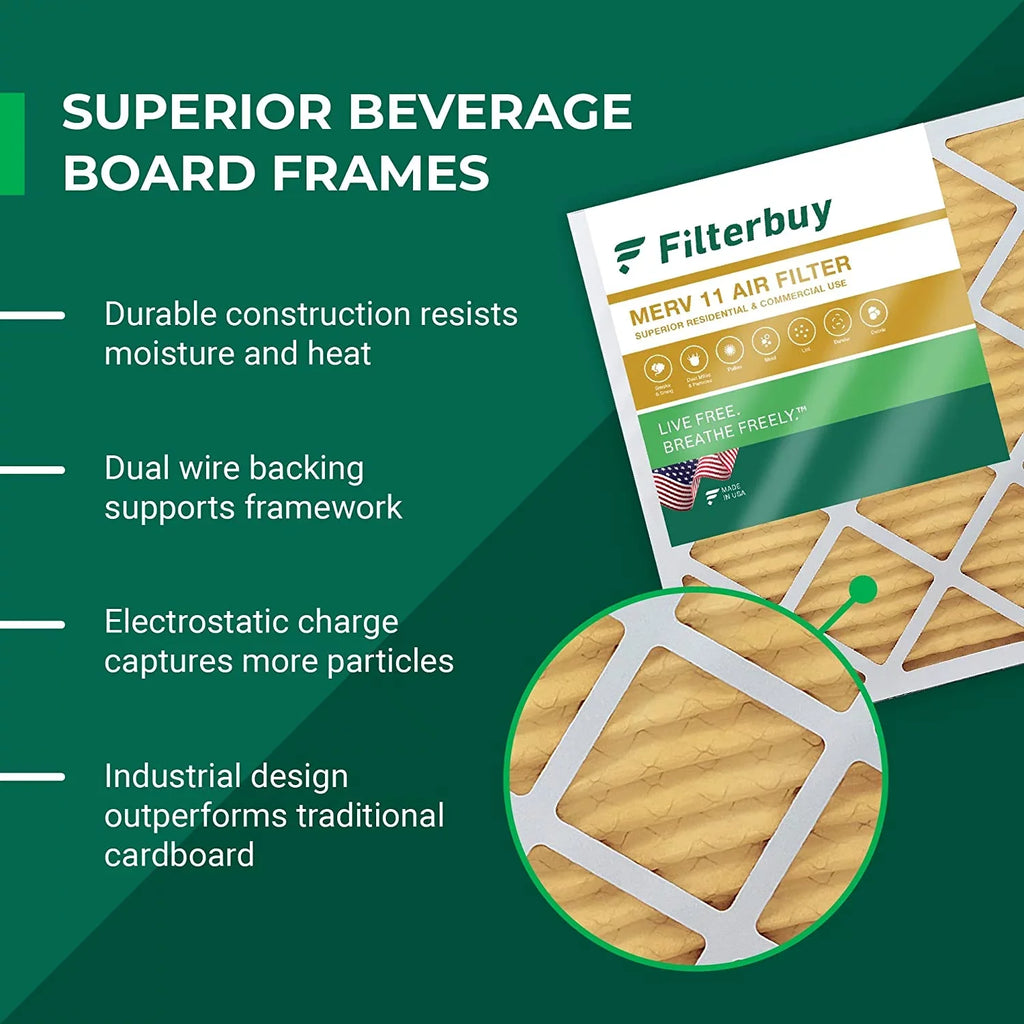 Filterbuy 18x24x1 MERV 11 Pleated HVAC AC Furnace Air Filters (4-Pack)