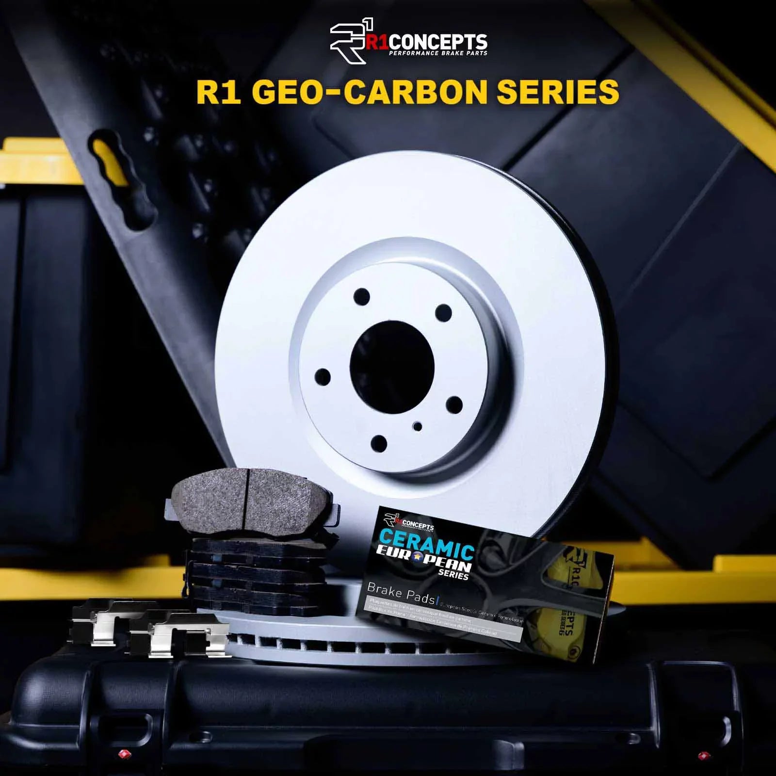 R1 Concepts Wdth1 59006 R1 Brake Rotors Carbon Coated W/ Euro Ceramic Pads & Fits select: 2017-2020 HONDA CIVIC SI