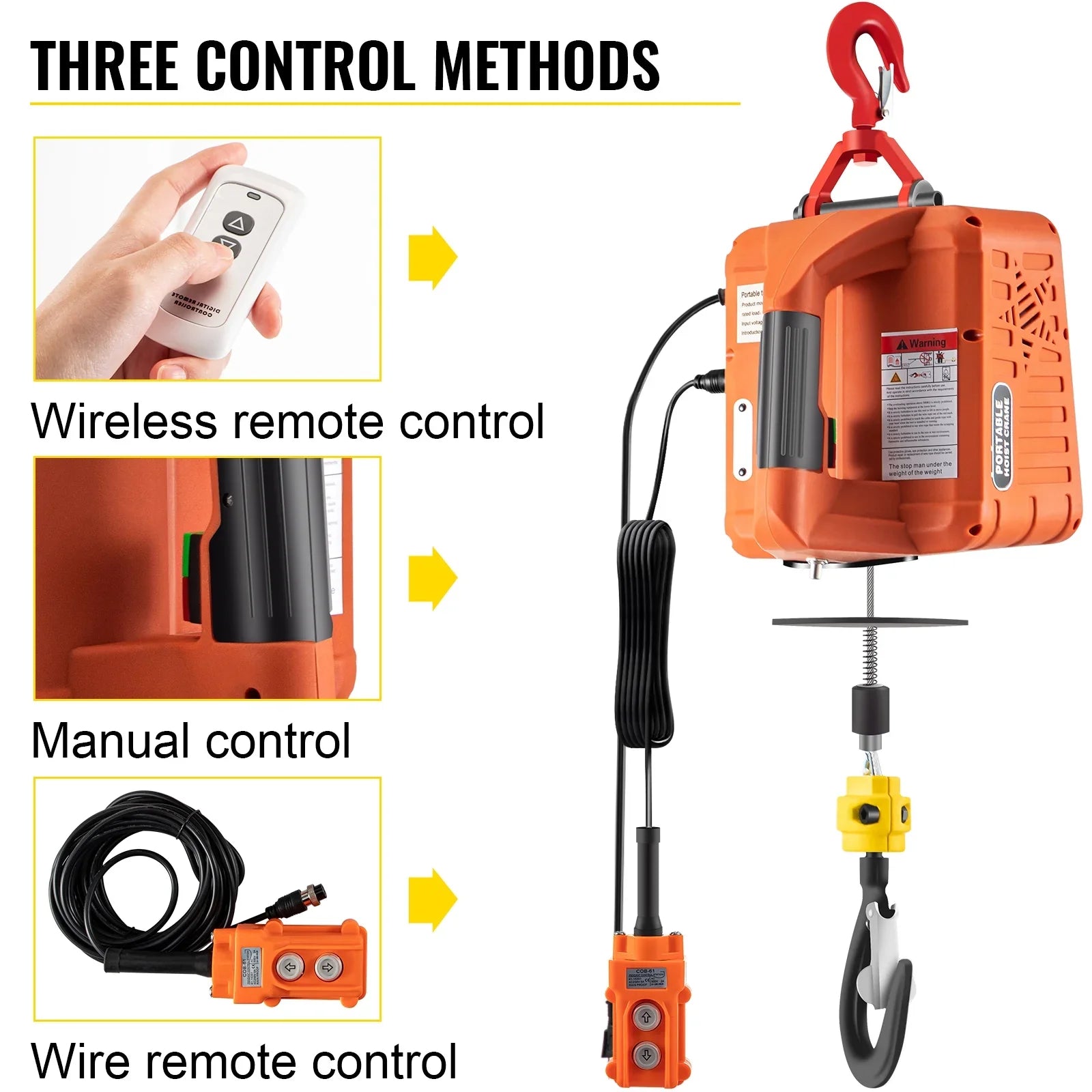 BENTISM 3-in-1 Electric Hoist Winch Portable Crane 1100lbs 25ft w/ Remote Control