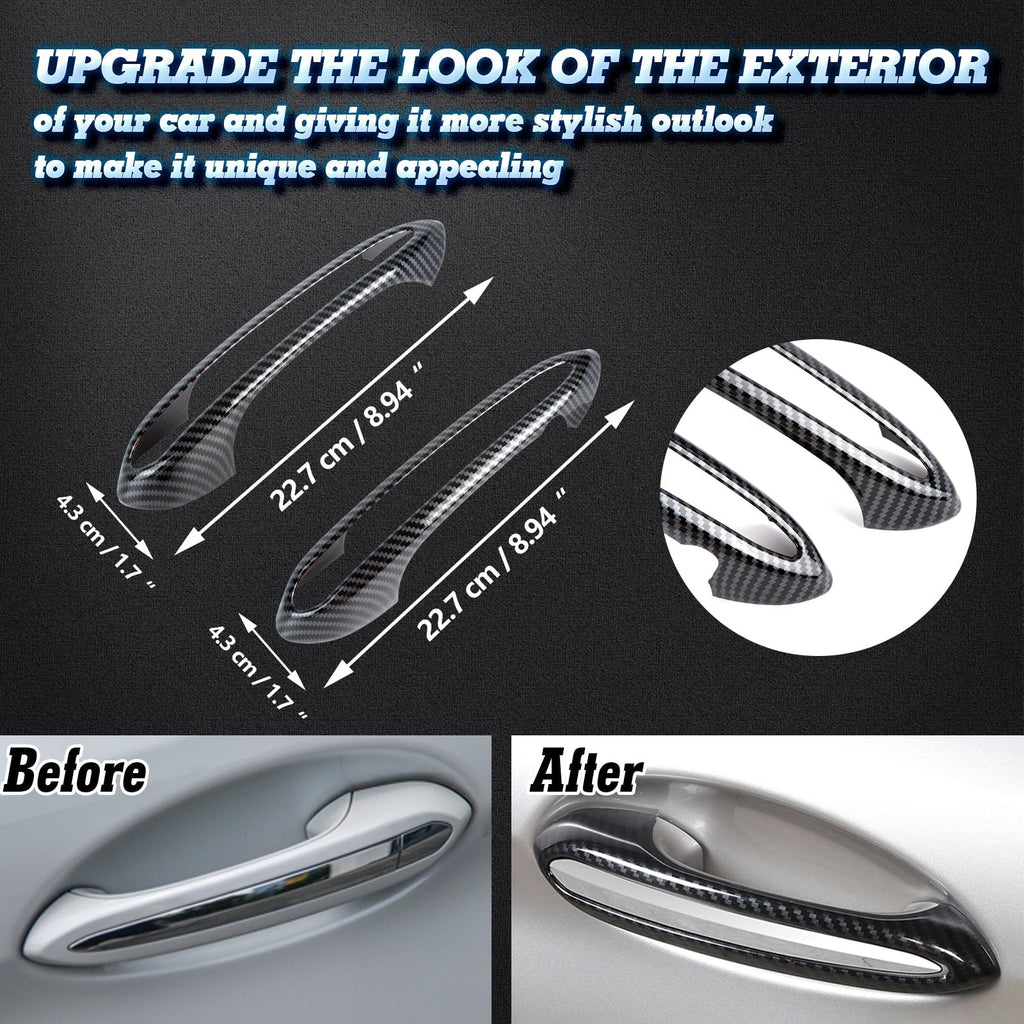 Xotic Tech 1 Set (4 pieces) Exterior Door Handle Surround Coating trims, Carbon Fiber Style, Matching with BMW 5 Series G30 2018-up