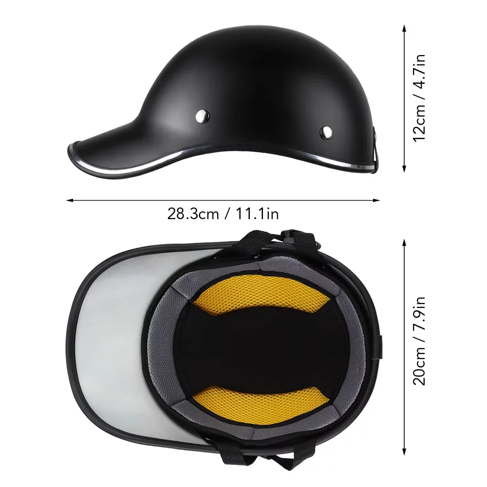 Half Helmet for Motorcycle, Bike, and Baseball Cap - Suitable for Men and Women Adults