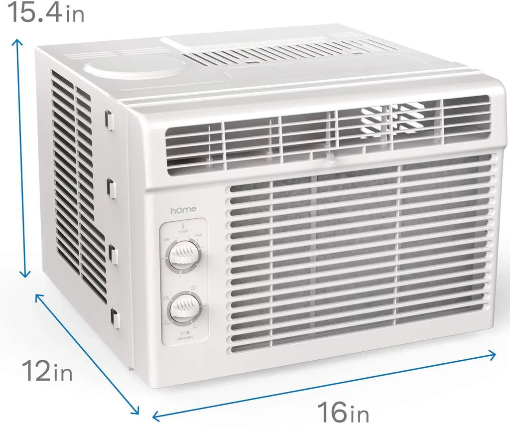 hOmeLabs Window Air Conditioner 5000 BTU - Easy Mechanical Control Compact AC Unit with Washable Reusable Filter, 2 Cooling Speeds, 2 Fan Speeds - Optimal for Bedroom and Rooms up to 150 Sq. Ft.