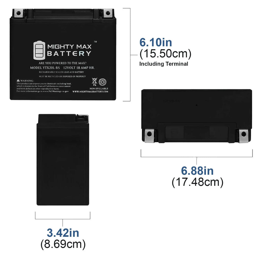 YTX20L-BS Battery for Kawasaki Jet Ski JS750 SXi + 12V 4Amp Charger