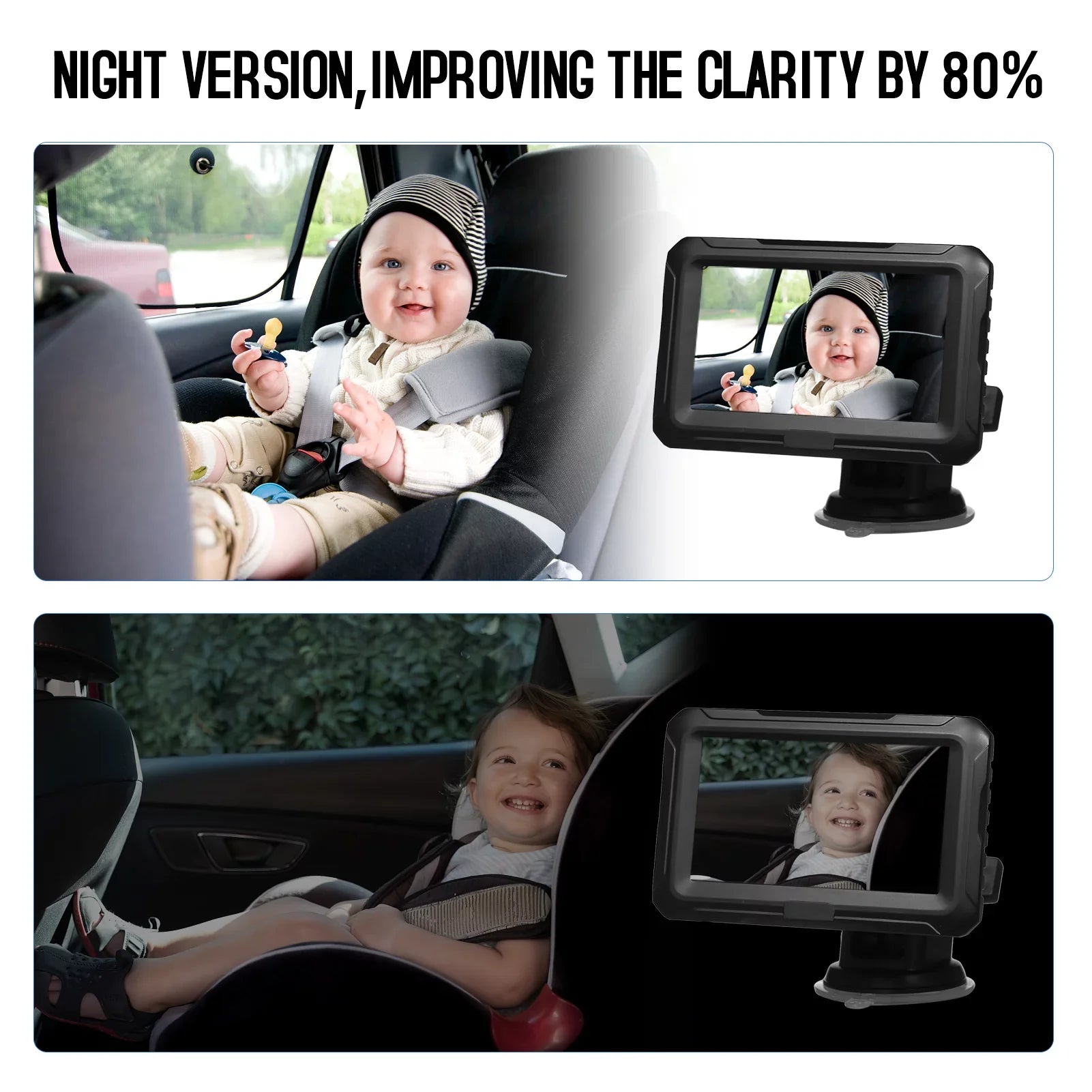 ammoon Invigilator Baby Car Mirror, Night Vision Monitor with 4.3'' Screen Wide View Angle, Resolution