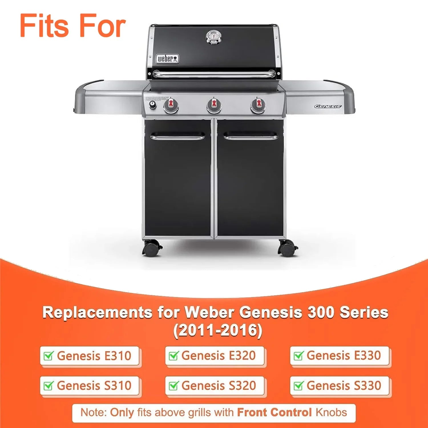 67820 67722 Grill Burner Tube Set Replacement for Weber Genesis 300 Series (2007-2010), Genesis E310 E320 S310 S320 EP310 EP320 Grills with Side Control Knobs, 34-1/4 Inch Stainless Steel Grill Burner