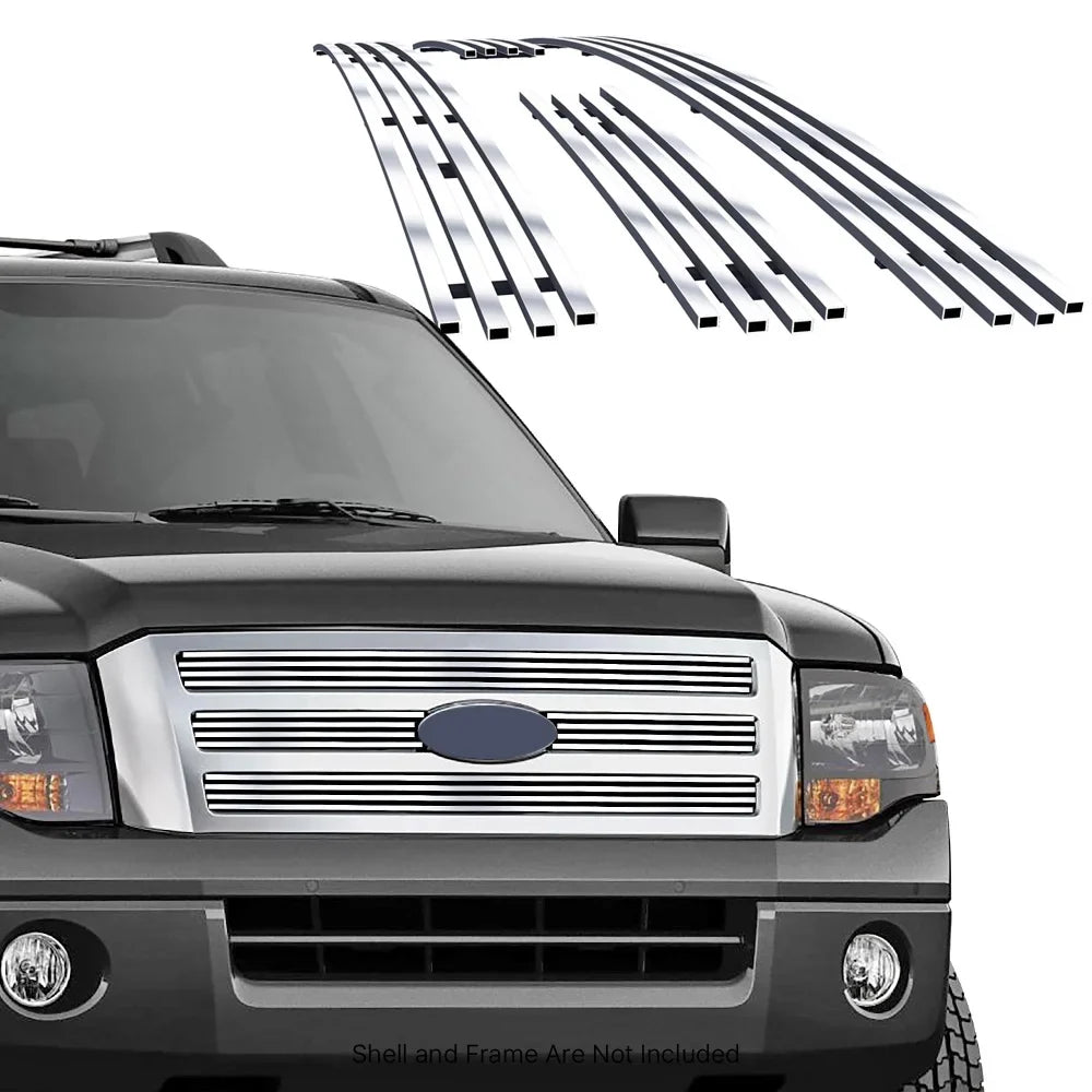 APS Premium Stainless Steel Chrome 8x6 Billet Grille Suitable with Ford Expedition 2007-2014 Main Upper N19-S12356F
