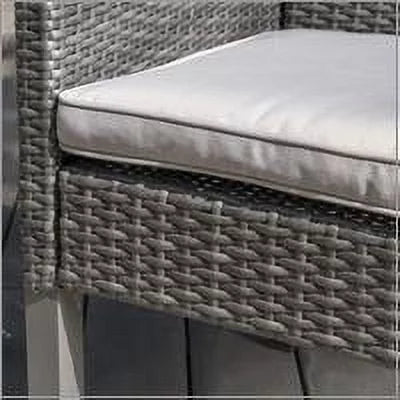 Arcadia Outdoor 7 Piece Wicker Rectangular Dining Set with Cushions, Grey, Silver