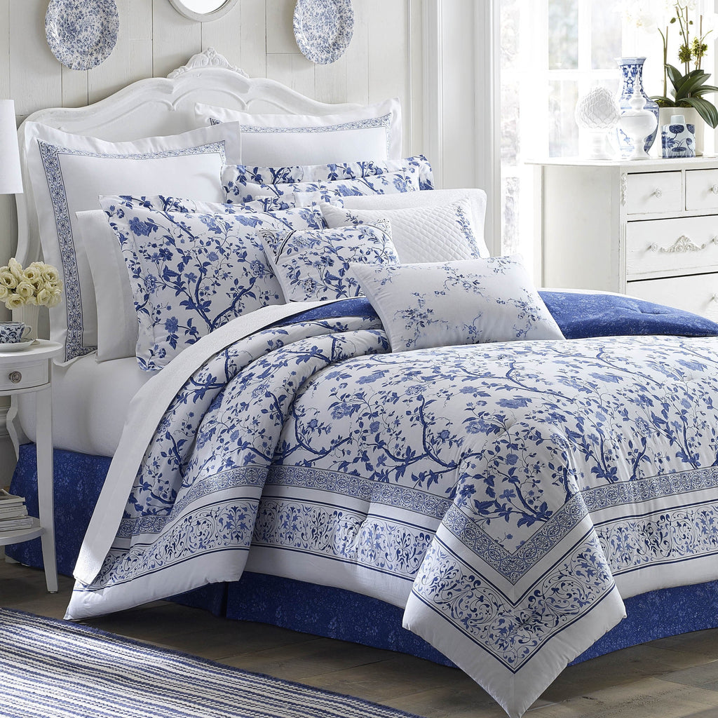 Laura Ashley Collection Perfect Decorative Throw Pillow, Premium Designer Caliber Decorative Pillow for Bedroom Living Room and Home D cor, 1 Count (Pack of 1), Charlotte Blue/White Throw Pillow (16" x 20") Charlotte Blue/White