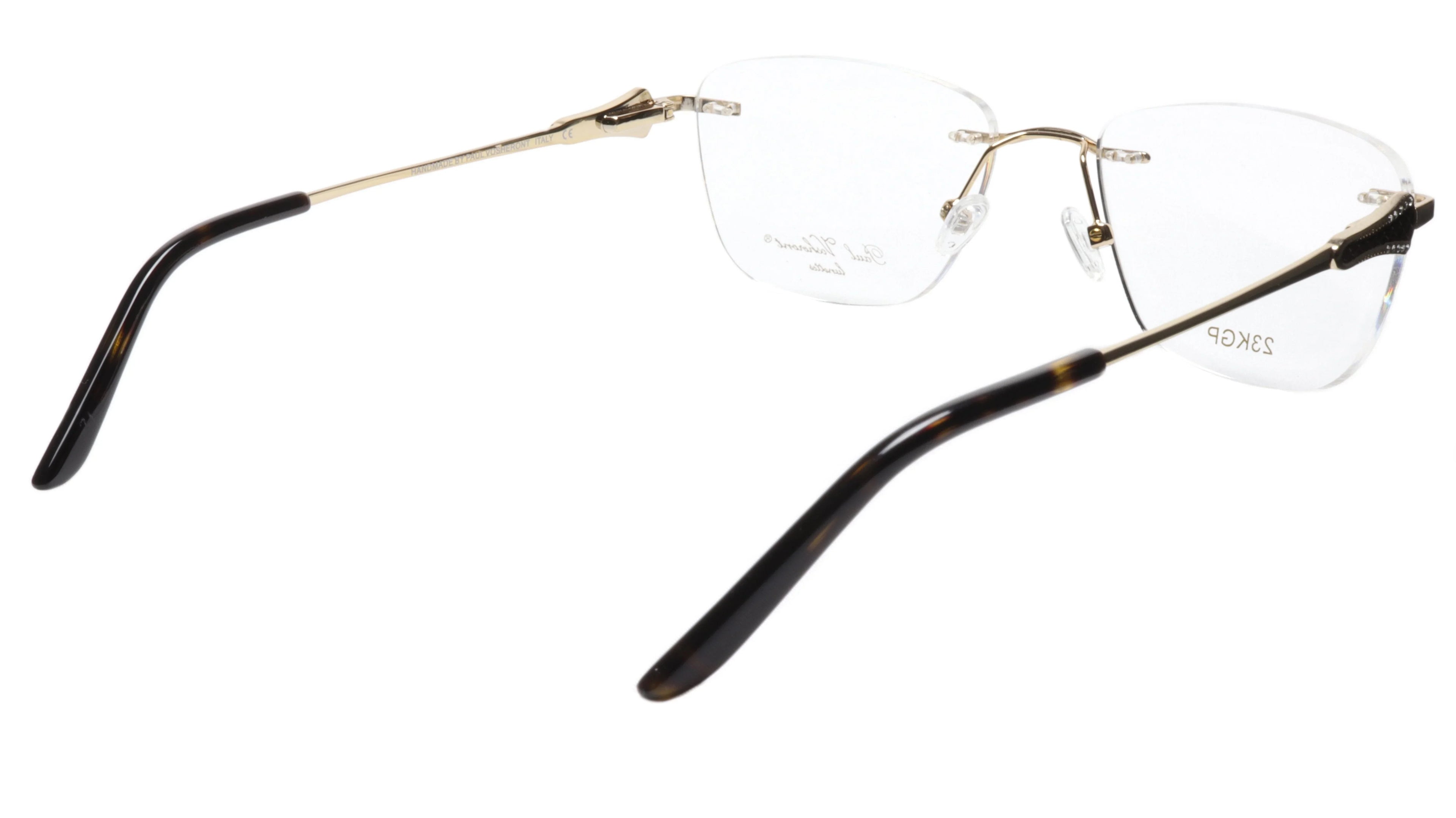 Paul Vosheront Tapered Square Gold & Black Acetate Optical Frame 52-18-135 37