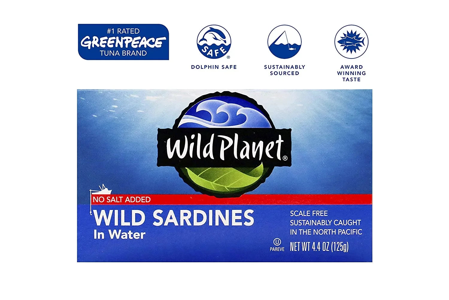 Wild Planet Sardines In Water - Case Of 12 - 4.375 Oz.