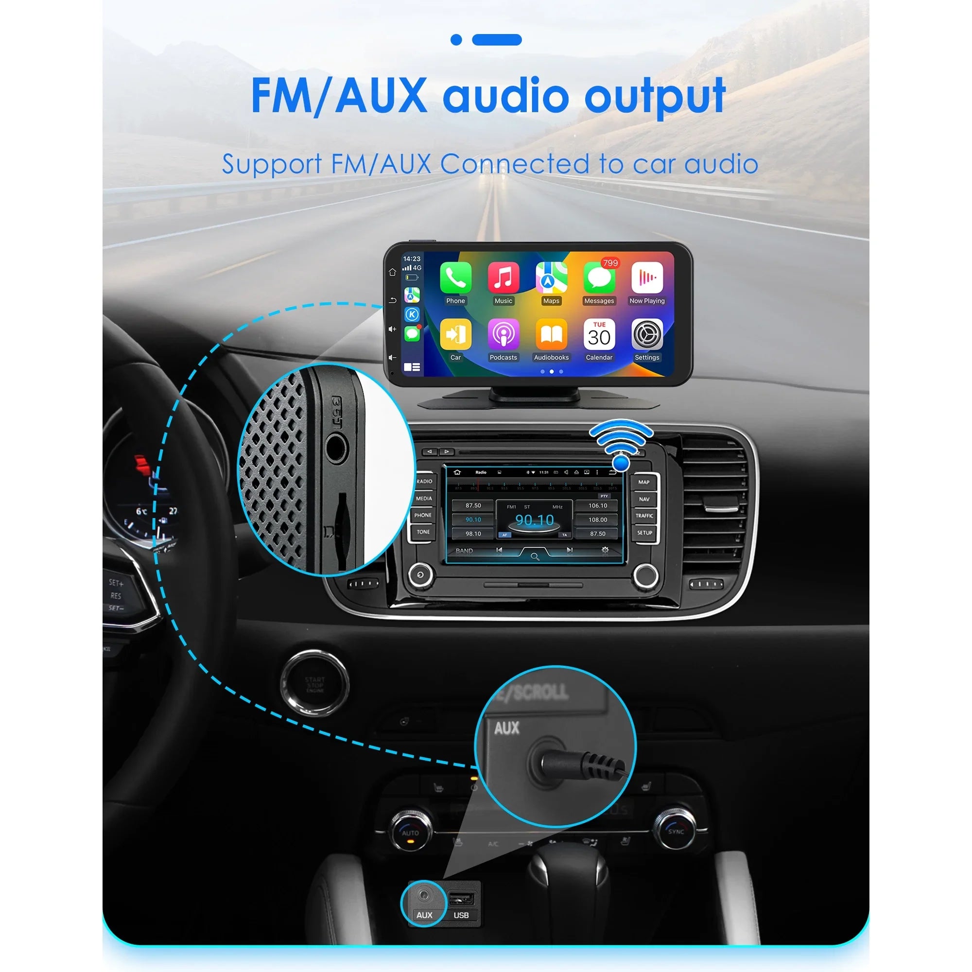 Ossuret 6.25" Touchscreen Bluetooth 360° Adjustable Car Stereo Radio Receiver GPS Navigation Audio With Wireless Apple Carplay Android Auto Support Backup Camera