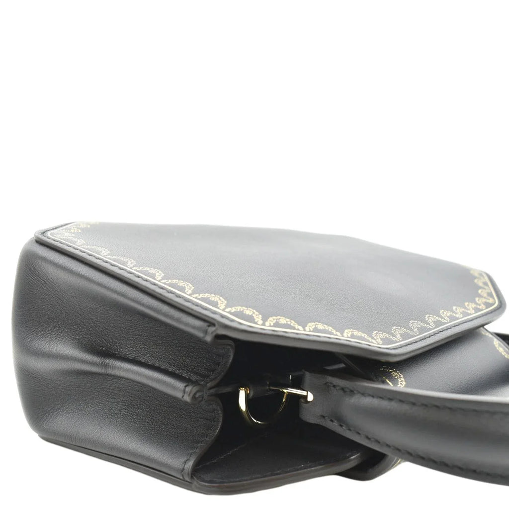 Pre-owned CARTIER Guirlande Mini Calfskin Leather Top Handle Satchel Bag Black