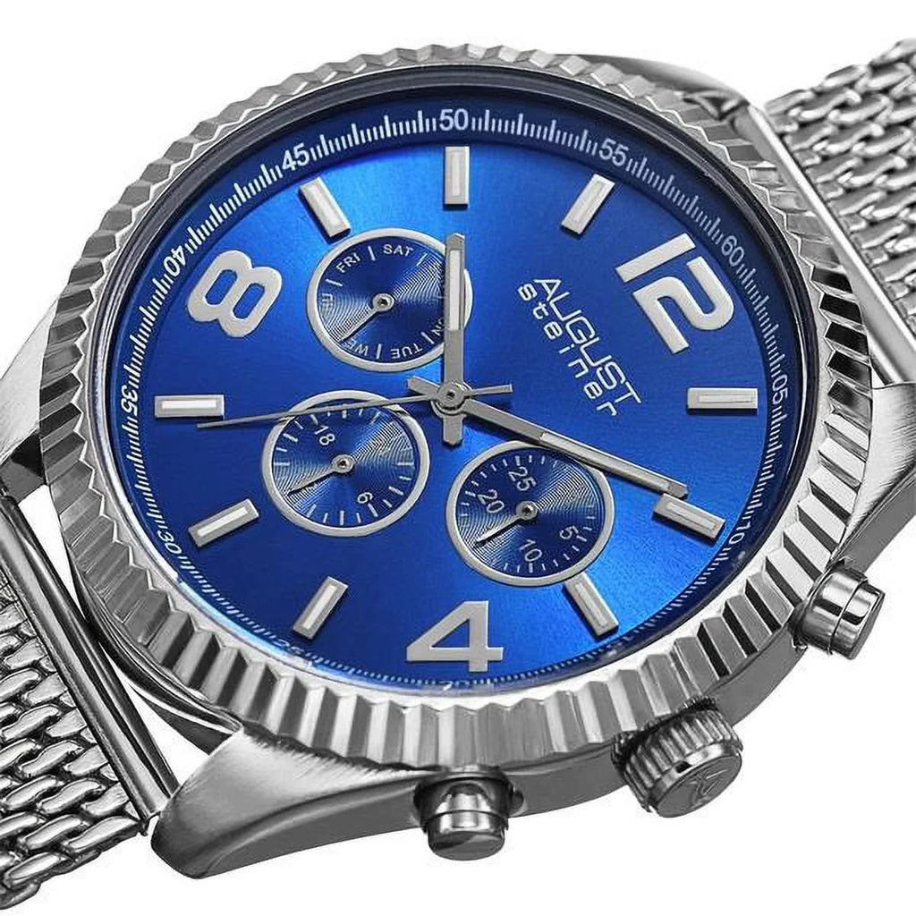Men's Swiss Quartz Multifunction Dual Time Stainless Steel Silver-Tone Bracelet Watch