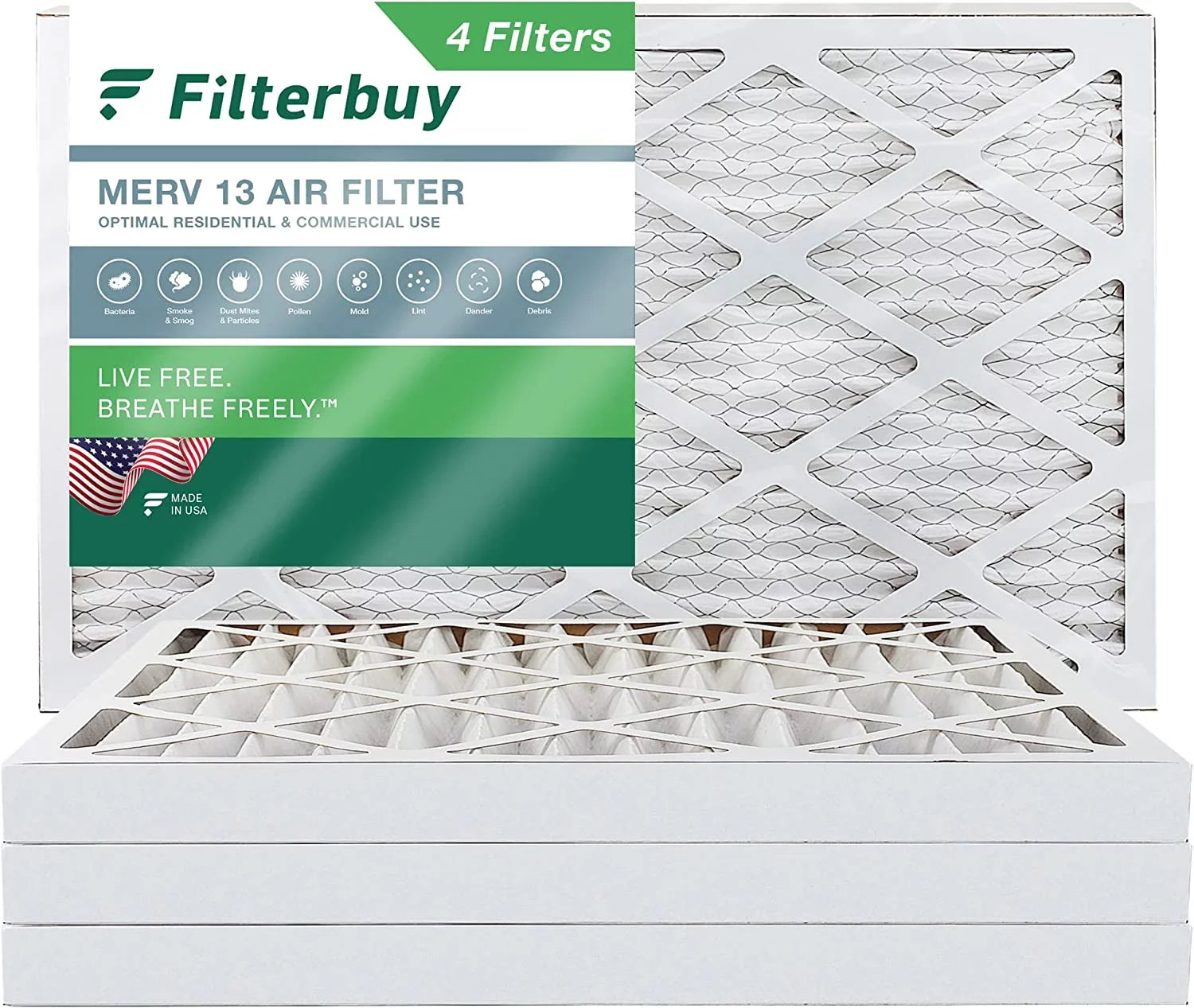 Filterbuy 16x36x2 MERV 13 Pleated HVAC AC Furnace Air Filters (4-Pack)