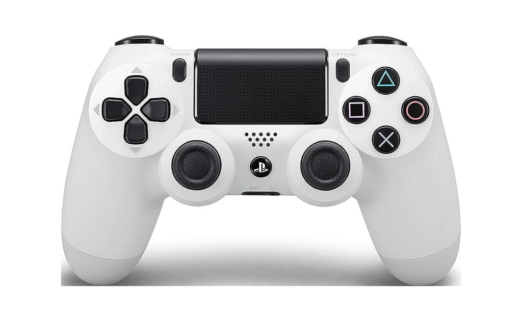 Sony Dual Shock White Gaming Controller For PS4 Console + Wired Earbuds BOLT AXTION Bundle Like New