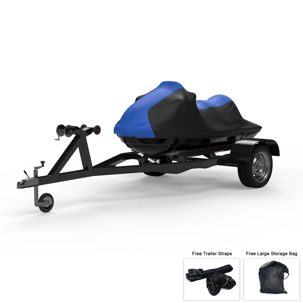 Condition Jet Ski Coating For YAMAHA Wave Runner FX SHO 2008-2011 - BLUE / Black Color - All Condition - Trailerable - Protects from Rain, Sun, And More! Includes Trailer Straps And Storage Bag