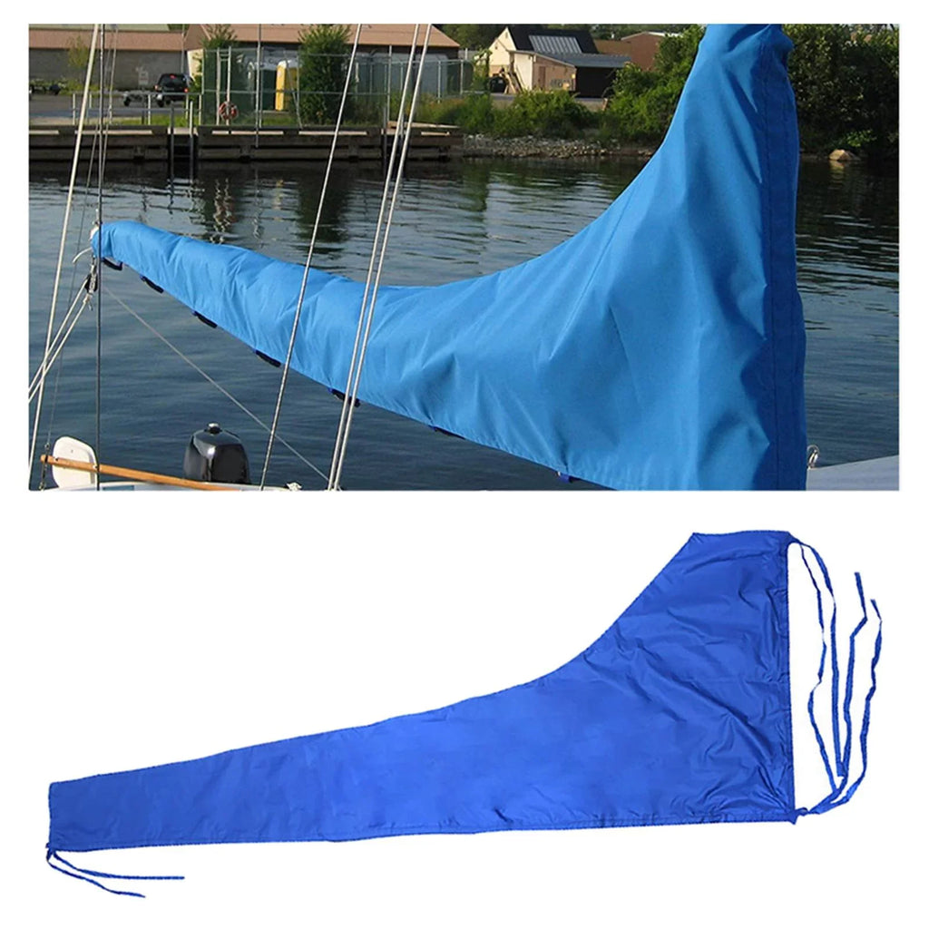 600D Mainsail Coating Ship Wrap Dustproof Wrap Sail Coating Snow Coating Adjustable Strap Thickened Oxford Cloth Blue , 12 FT 11 to 12 FT