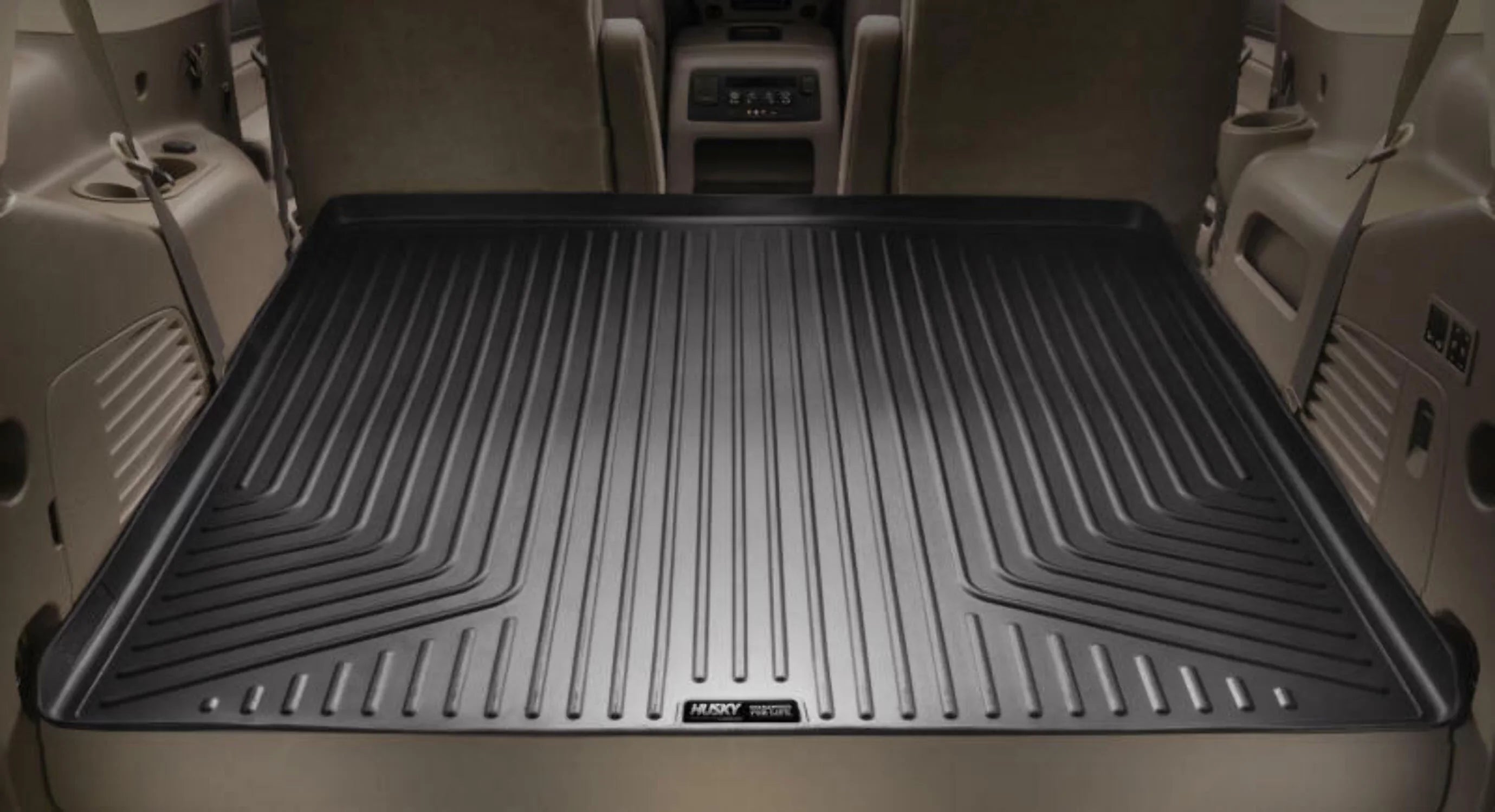 Husky by RealTruck Climate Series Cargo Liner Black Suitable with 12-19 Toyota Highlander; Suitable with to back of 2nd row Seats over foldered 3rd row Seats