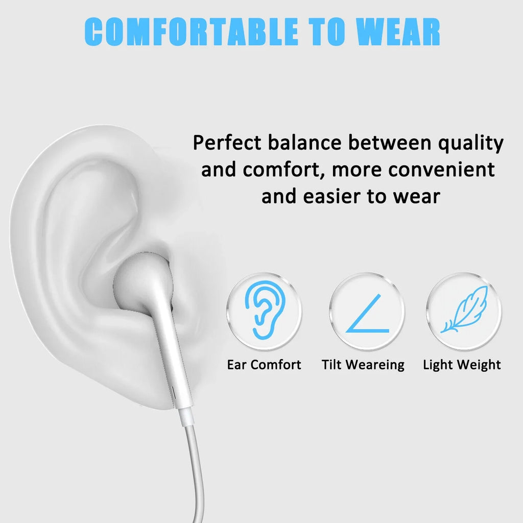 Wired USB Type-C Stereo Earbuds Headphones For iPhone 15 Pro Max,Plus,iPad Pro