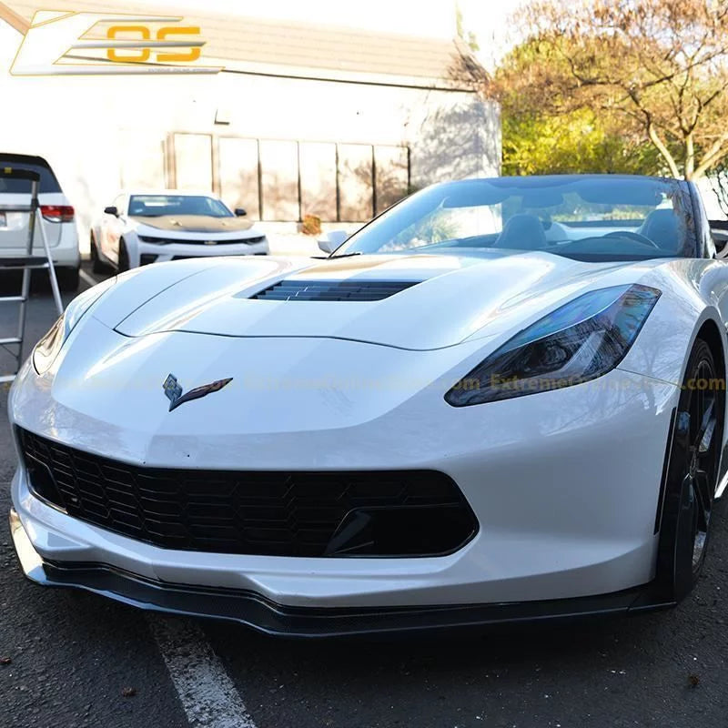 Extreme Online Store Replacement for 2014-2019 Chevrolet Corvette C7 All Models | GM Factory Z06 Style Painted Carbon Flash Metallic Front Bumper Lower Grille Shield (with Front Camera Bracket)