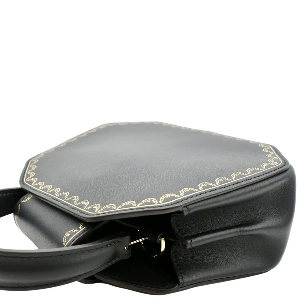 Pre-owned CARTIER Guirlande Mini Calfskin Leather Top Handle Satchel Bag Black