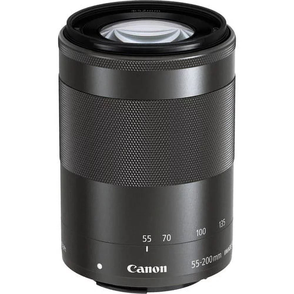 Canon EOS M200 Mirrorless Camera with 15-45mm and 55-200mm Lenses (Black) (3699C009) + 64GB Card + Card Reader + l Photo Software + Case + Flex Tripod + Memory Wallet + Cleaning Kit